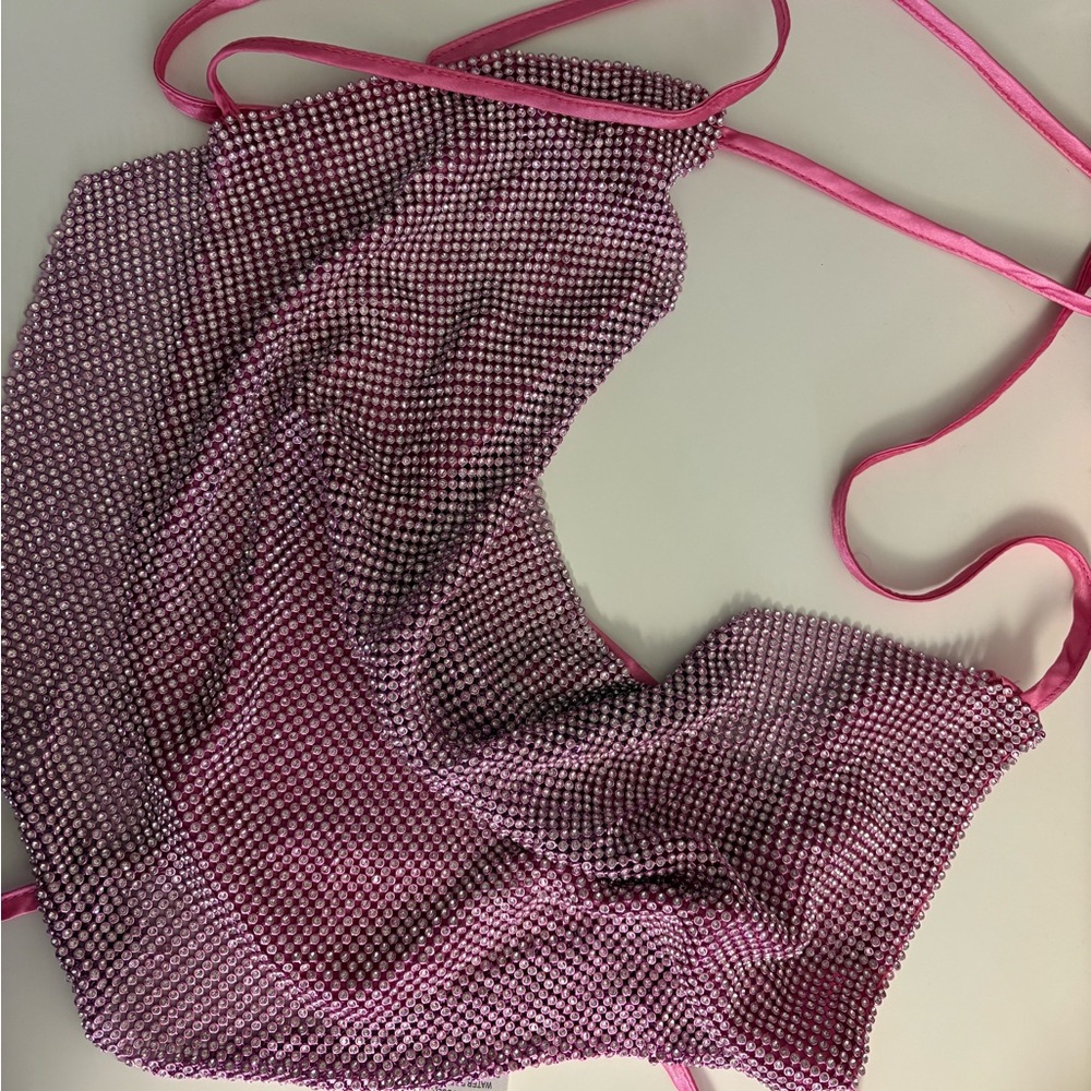 Pink Rhinestone Halter Top - Picture 2 of 3